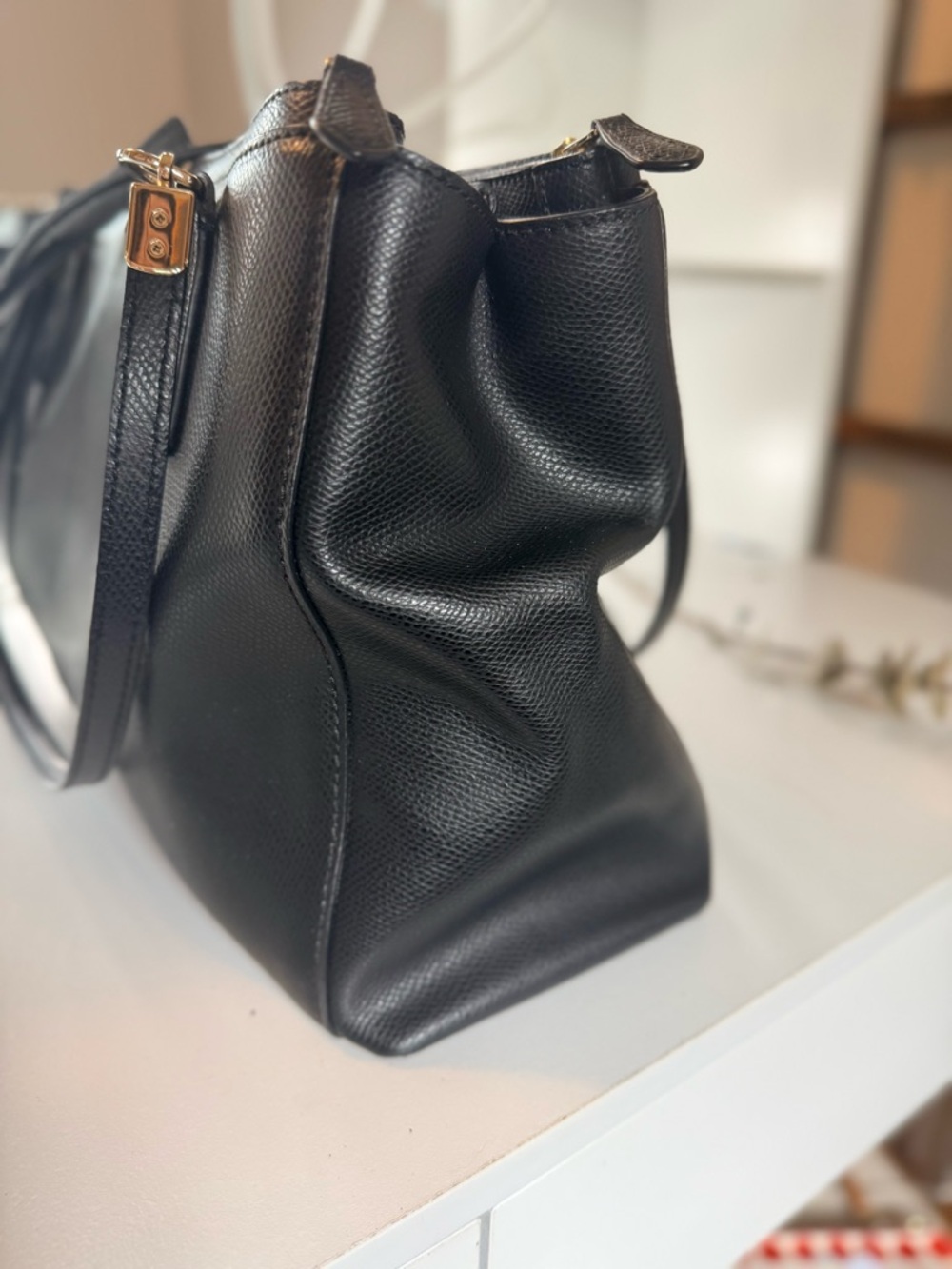 Coach Christie Carryall Black Pebbled Leather Structured Tote with Gold Hardware - Picture 9 of 14